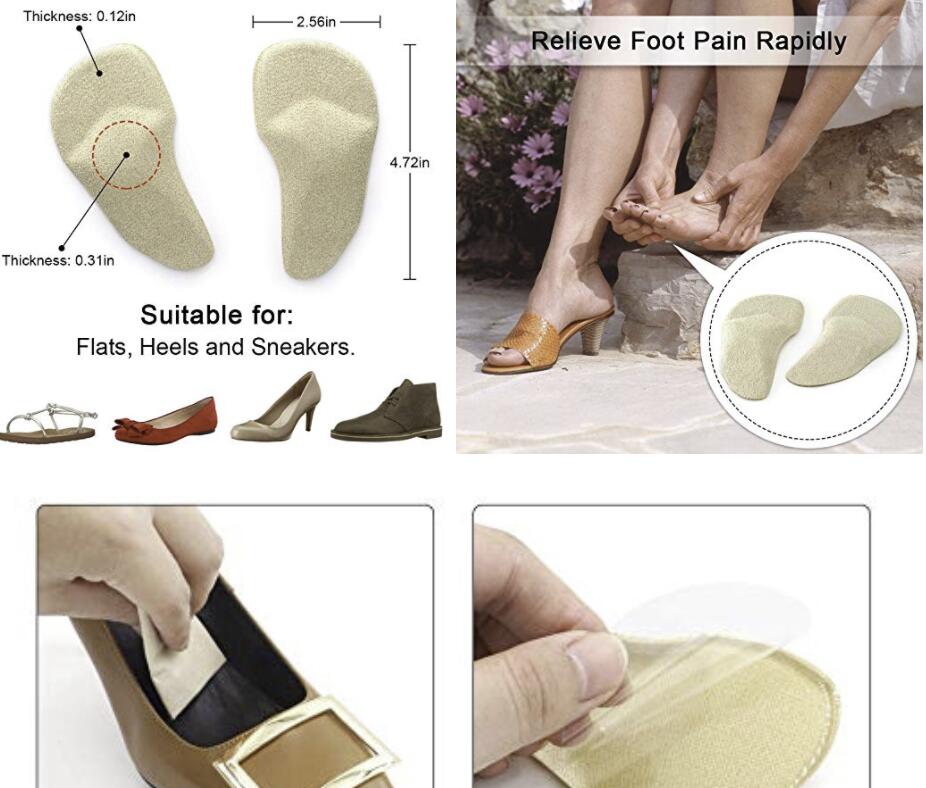 E01A Super Arch Support Soft PU Foam insoles/Foot Cushion Forefoot Gel Pad Shoes