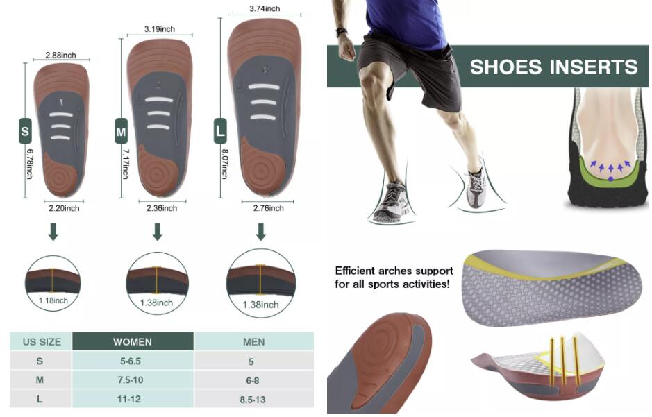 E05 Arch SUPPORTS INSOLE  PU 3/4 Insole Orthopedic Insole shoe insoles