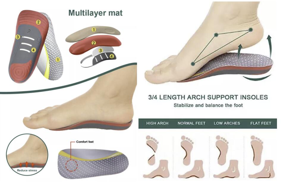 E05 Arch SUPPORTS INSOLE  PU 3/4 Insole Orthopedic Insole shoe insoles